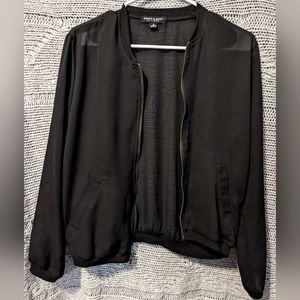 Black sheer size small jacket with zipper front